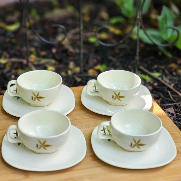 3 sets vntg 60s Flair by Salem cups and saucers USA 🇺🇸 Woodhue Pattern - Picture 3 of 5